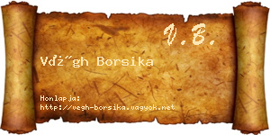 Végh Borsika névjegykártya